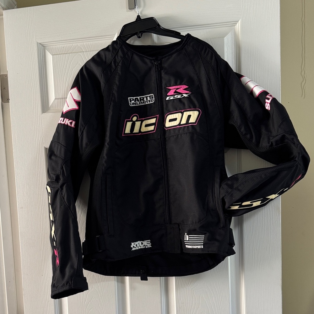 ICON Black and Pink Motorcycle Jacket
